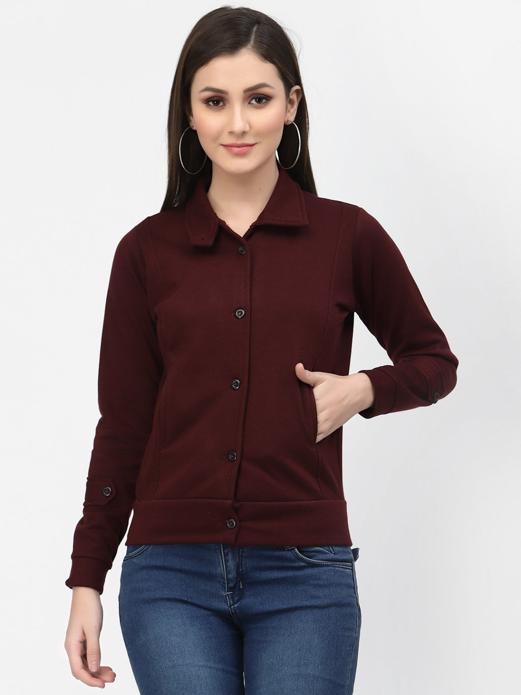 Women's Solid Cotton Tailored Full Sleeve Jacket