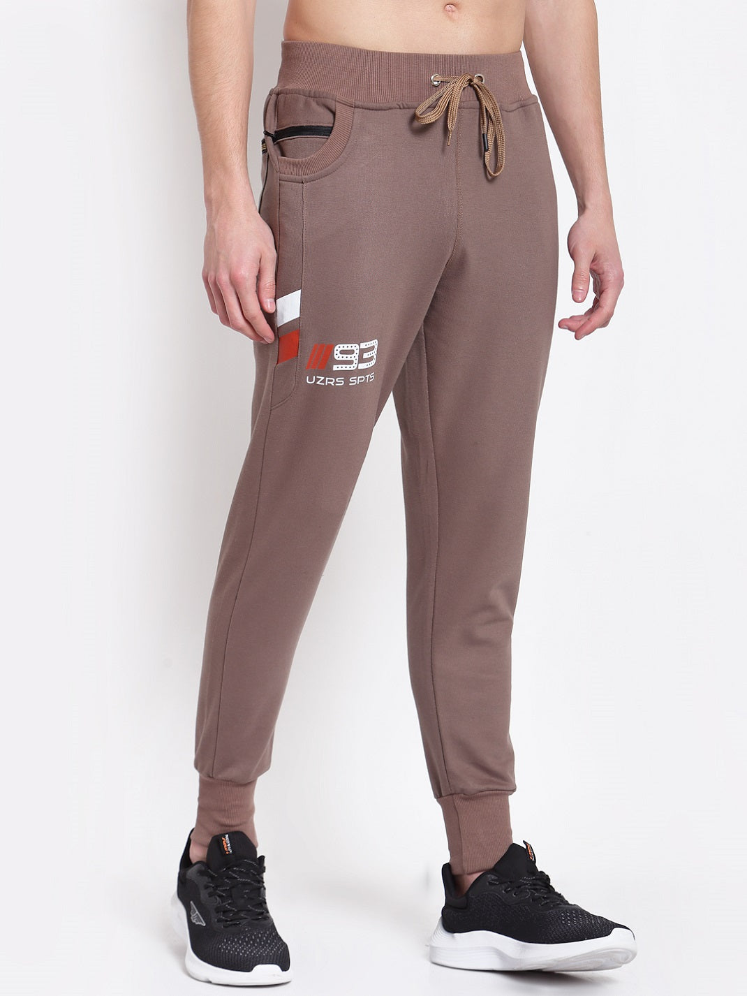 UZARUS Men's Cotton Joggers 2 Zippered Pockets