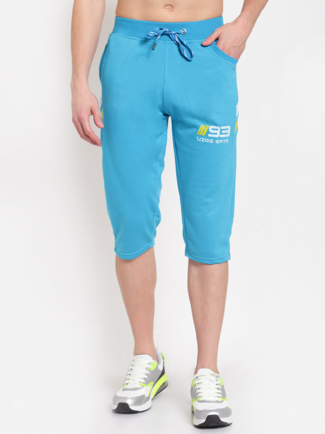 UZARUS Men's Cotton Three Fourth Capri Shorts With Two Zippered Pockets