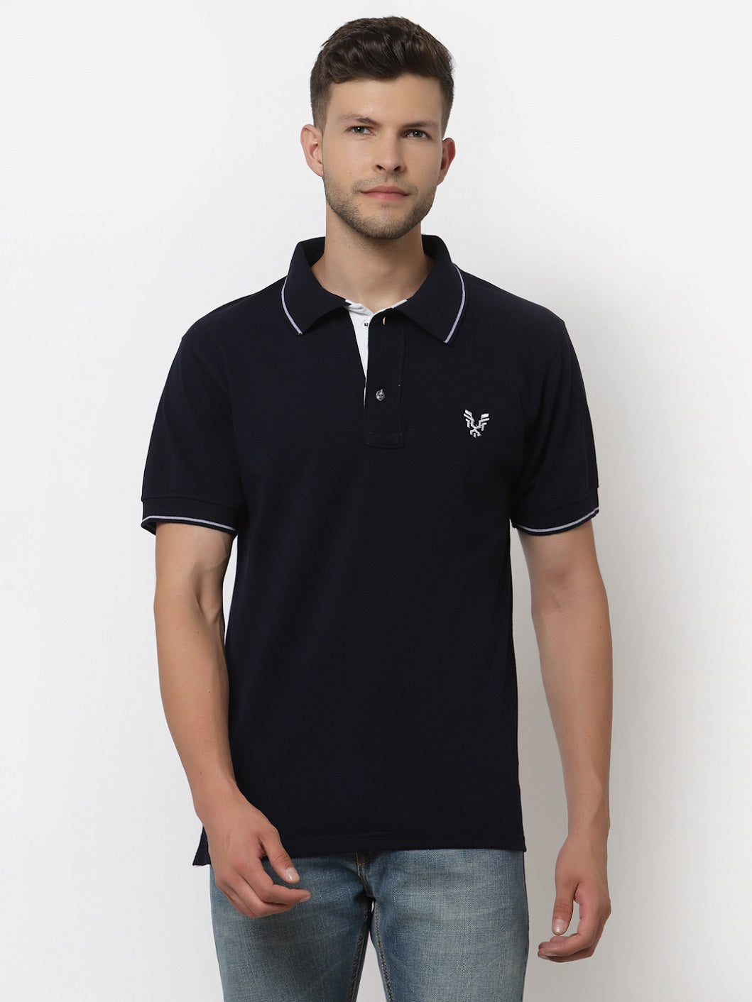 Men's Solid Cotton Regular Fit Polo T-Shirt