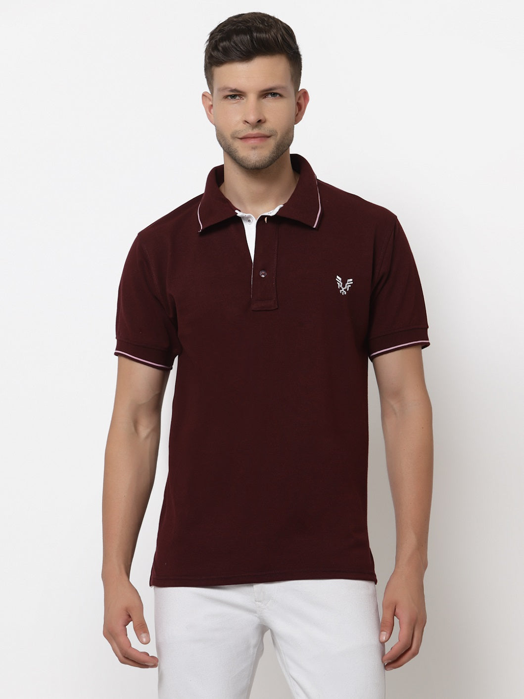 Men's Solid Cotton Regular Fit Polo T-Shirt