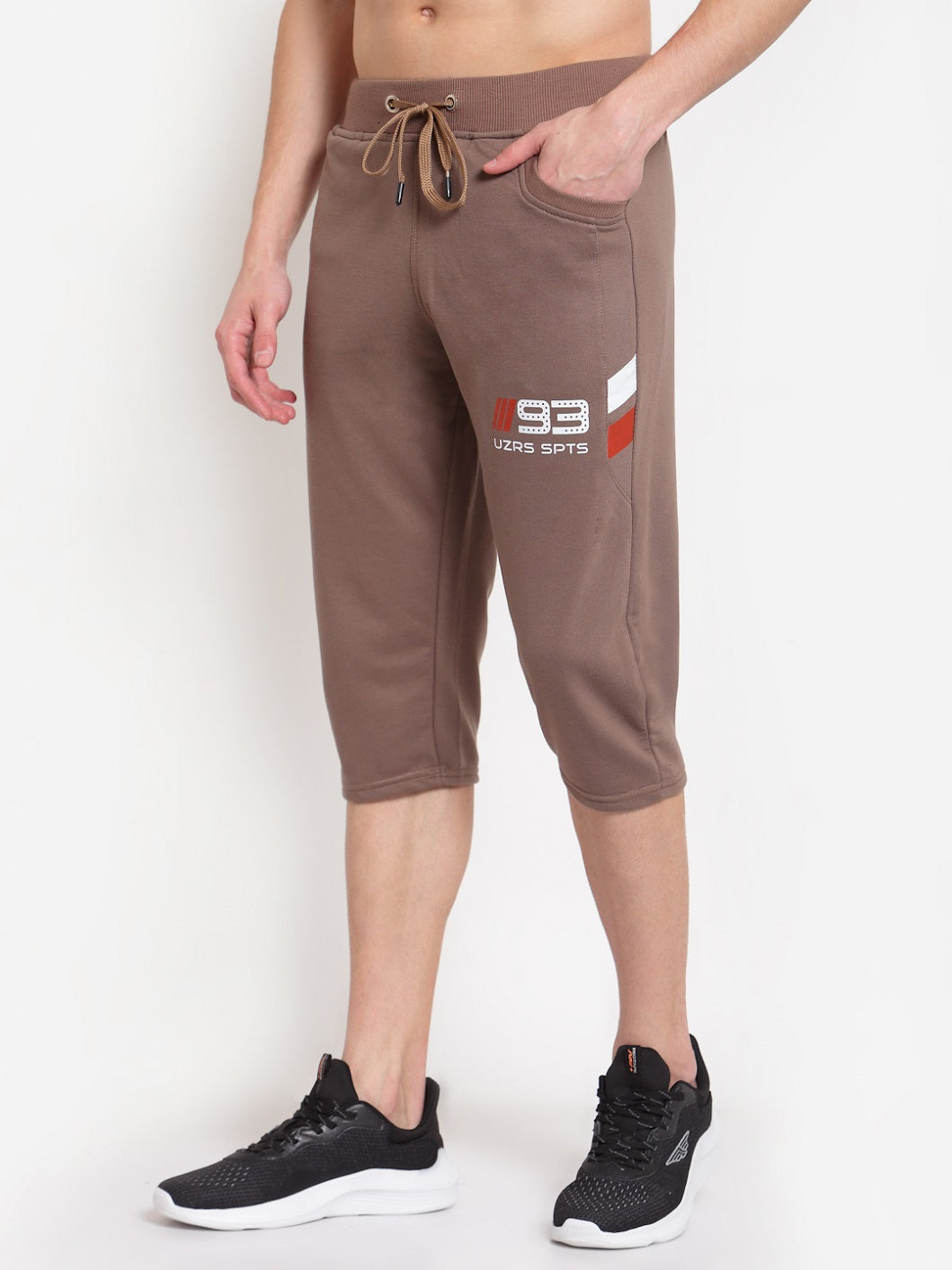 UZARUS Men's Cotton Three Fourth Capri Shorts With Two Zippered Pockets