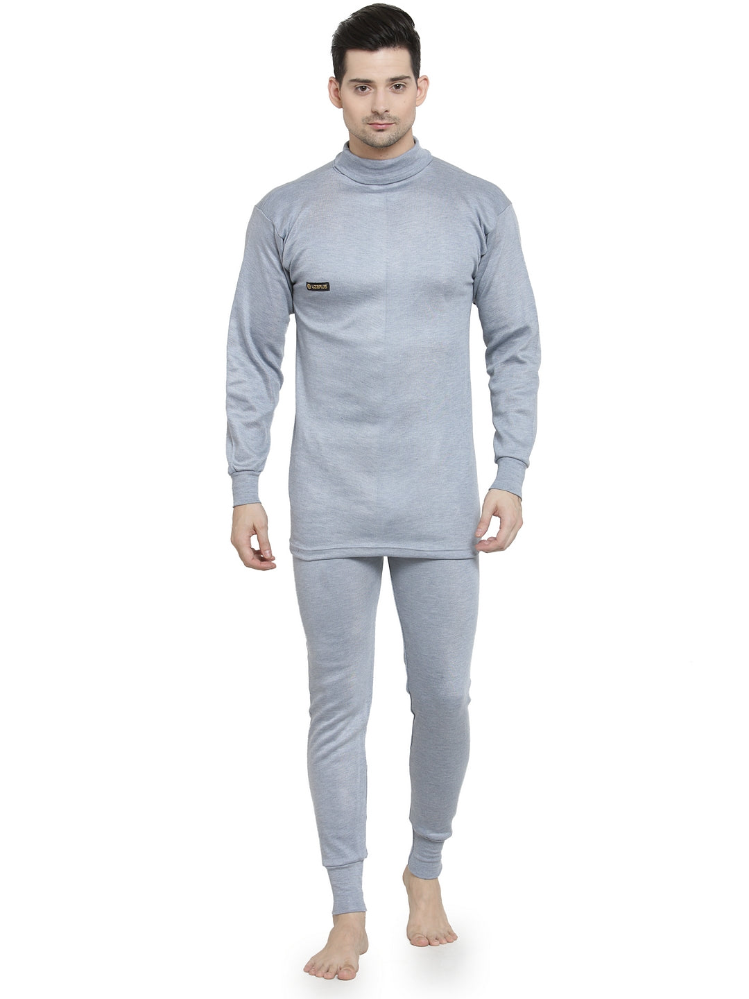 MEN'S SOLID HIGH NECK THERMAL WEAR TOP AND BOTTOM SET