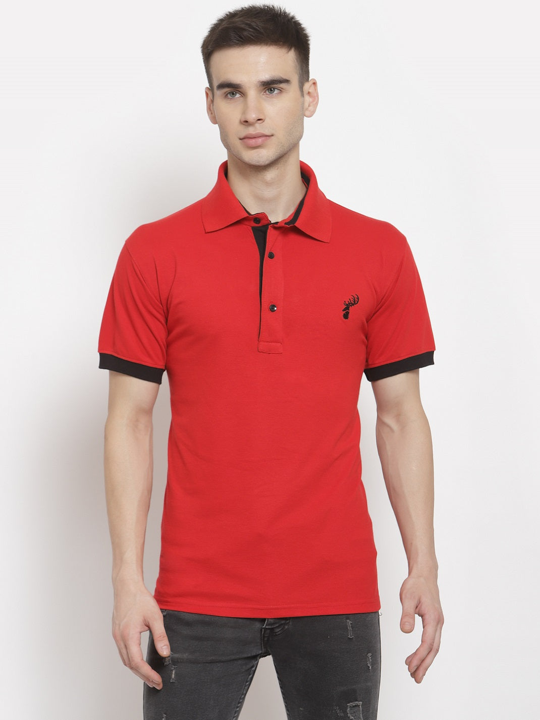 Men's Solid Cotton Regular Fit Polo T-Shirt