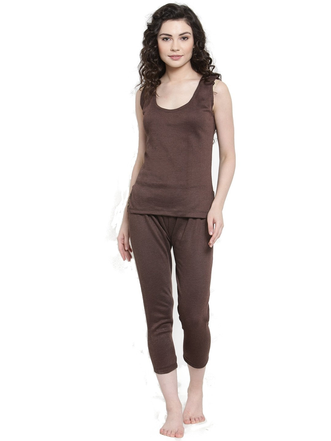 WOMEN'S CUT SLEEVES THERMAL TOP AND BOTTOM SET