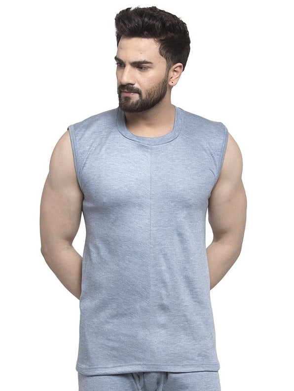 MEN'S SLEEVELESS SOLID ROUND NECK THERMAL TOP