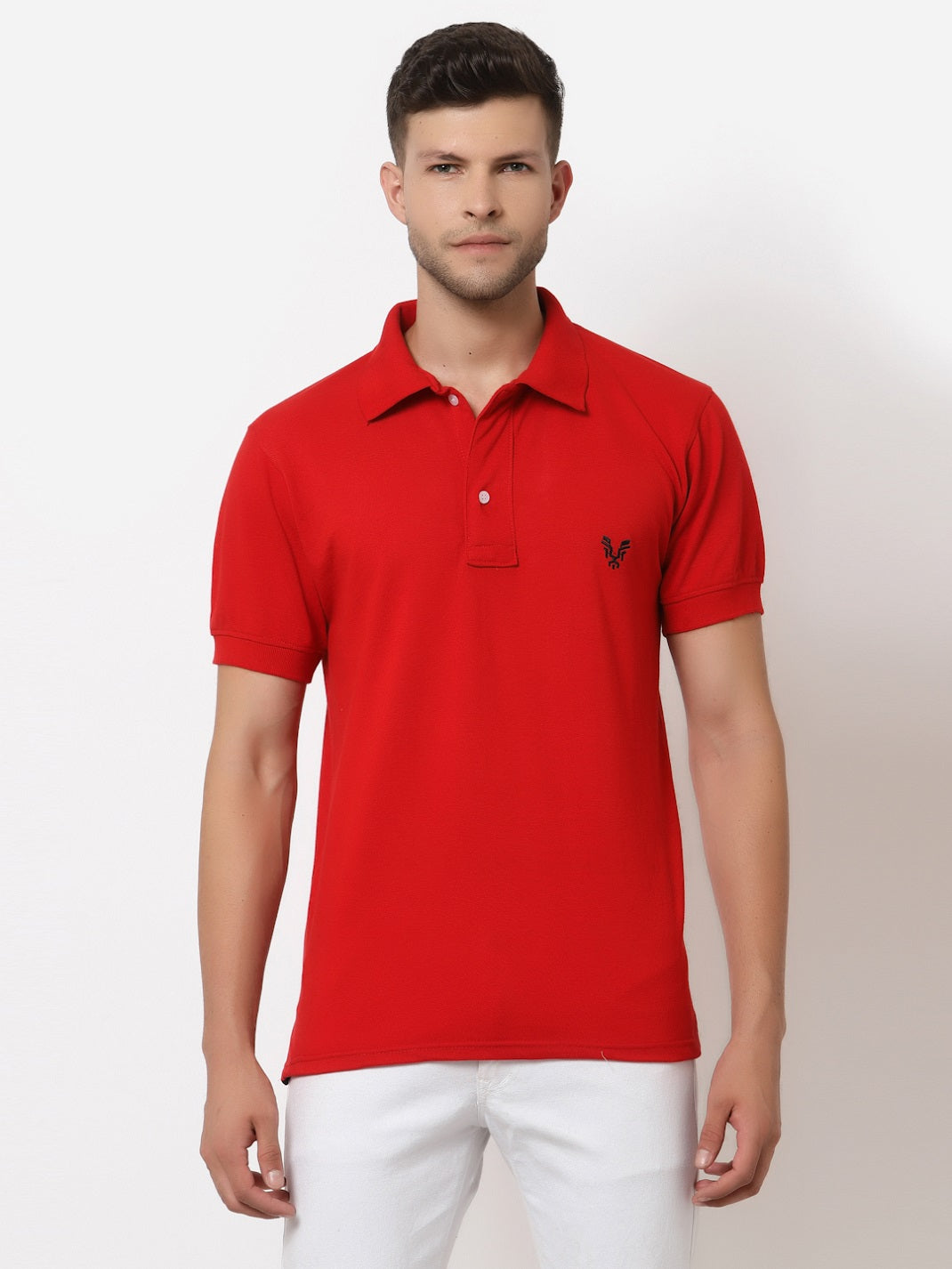 Men's Solid Cotton Regular Fit Polo T-Shirt