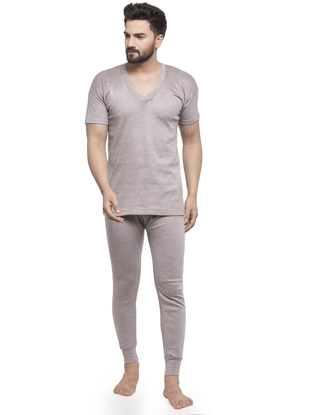 MEN'S HALF SLEEVES THERMAL SET ( V NECK VEST AND TROUSER)