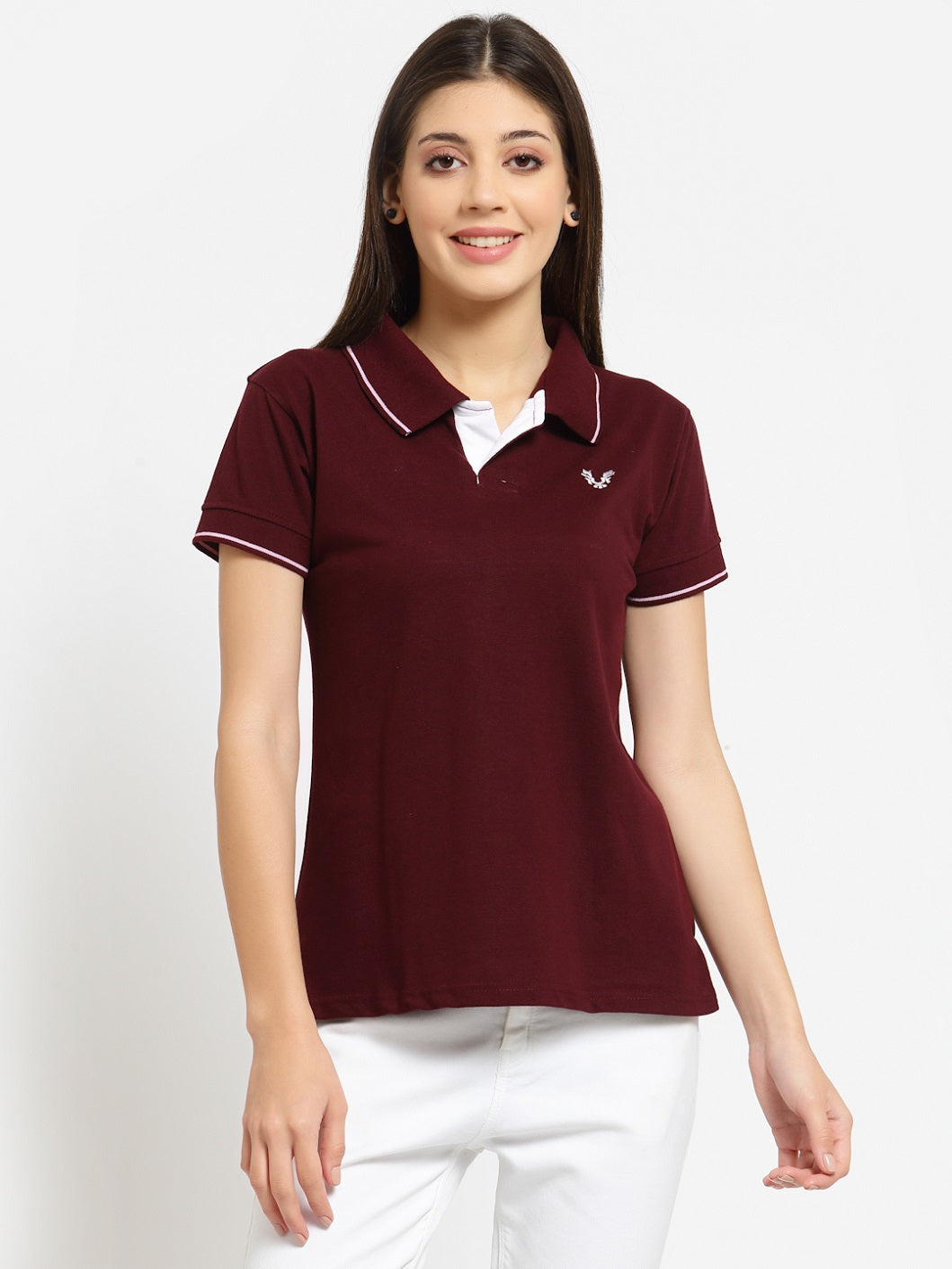 UZARUS Women's Cotton Polo Collar Neck T-Shirt Top