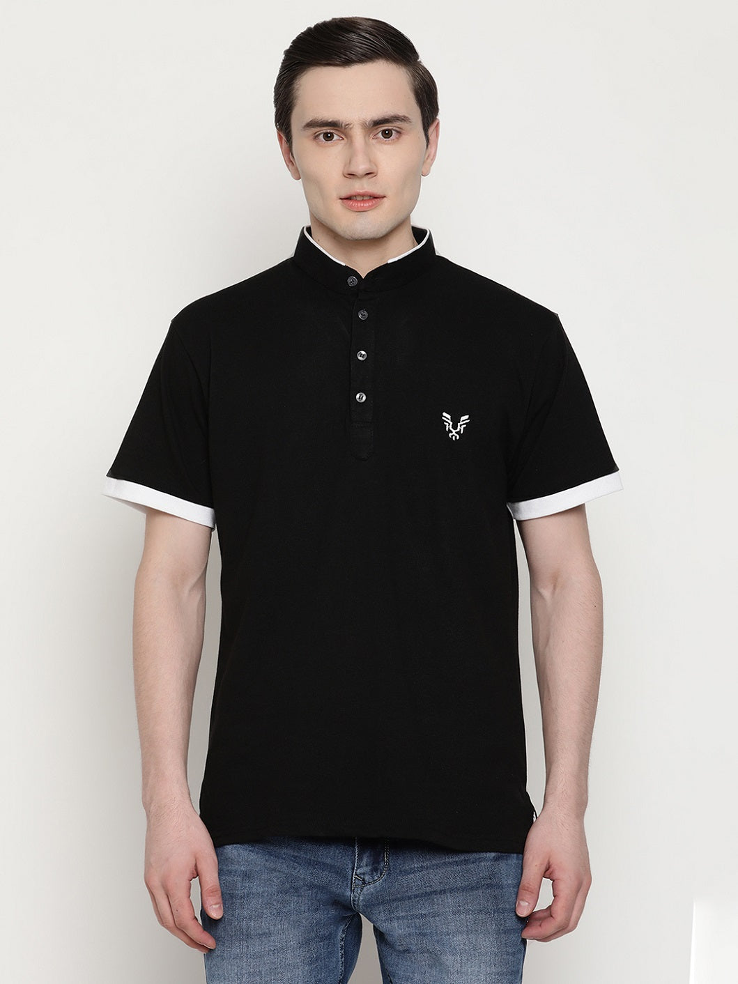 Men's 4 Button Solid Cotton Regular Fit Polo T-Shirt