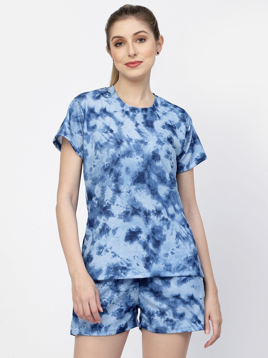 UZARUS Short Night Suit Set For Women Animal Print Tie Dye Night Suit uzarus-short-night-suit-set-for-women-animal-print-tie-dye-night-suit