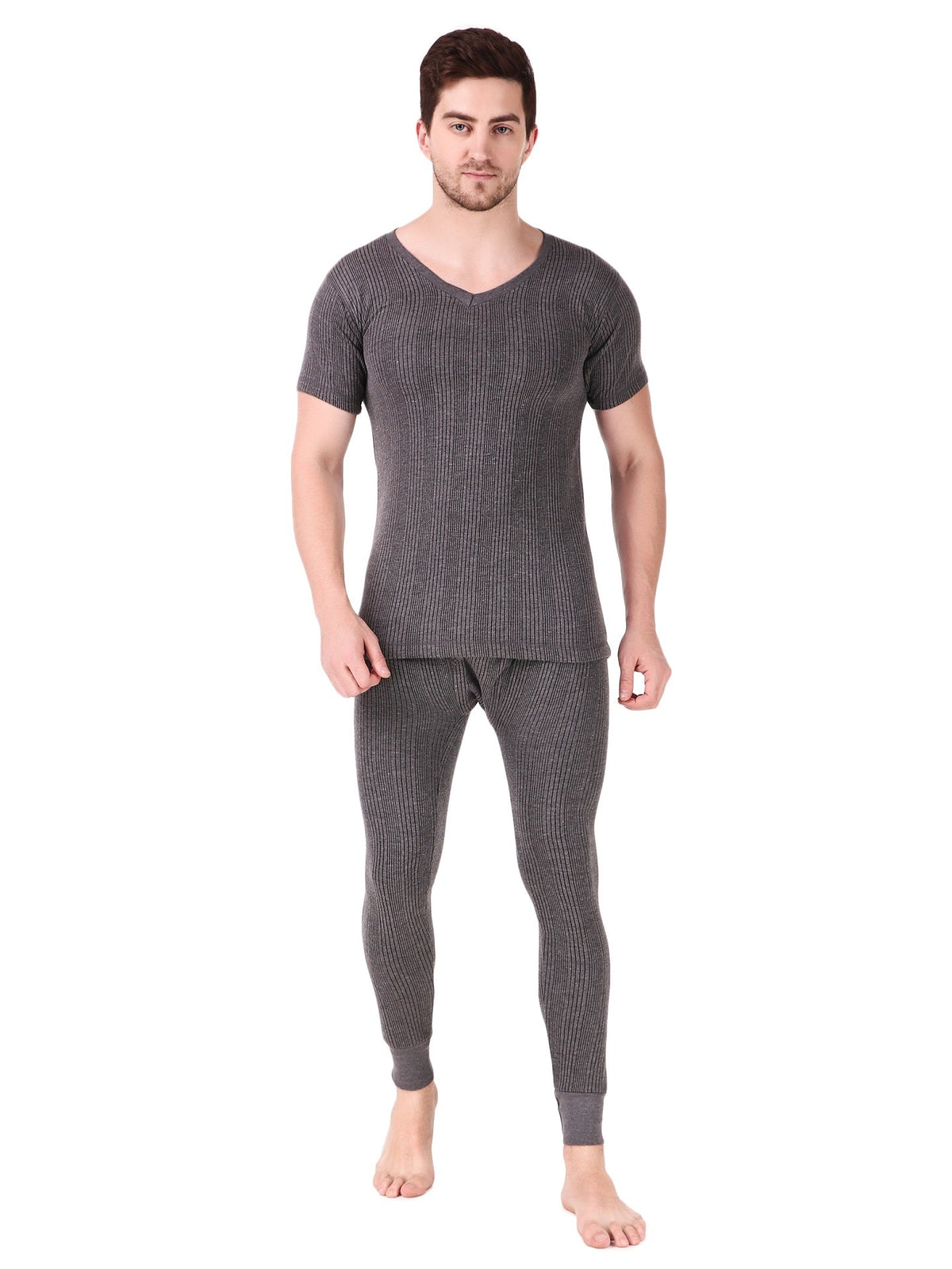 MEN'S HALF SLEEVES COTTON THERMAL SET ( V-NECK VEST AND TROUSER)