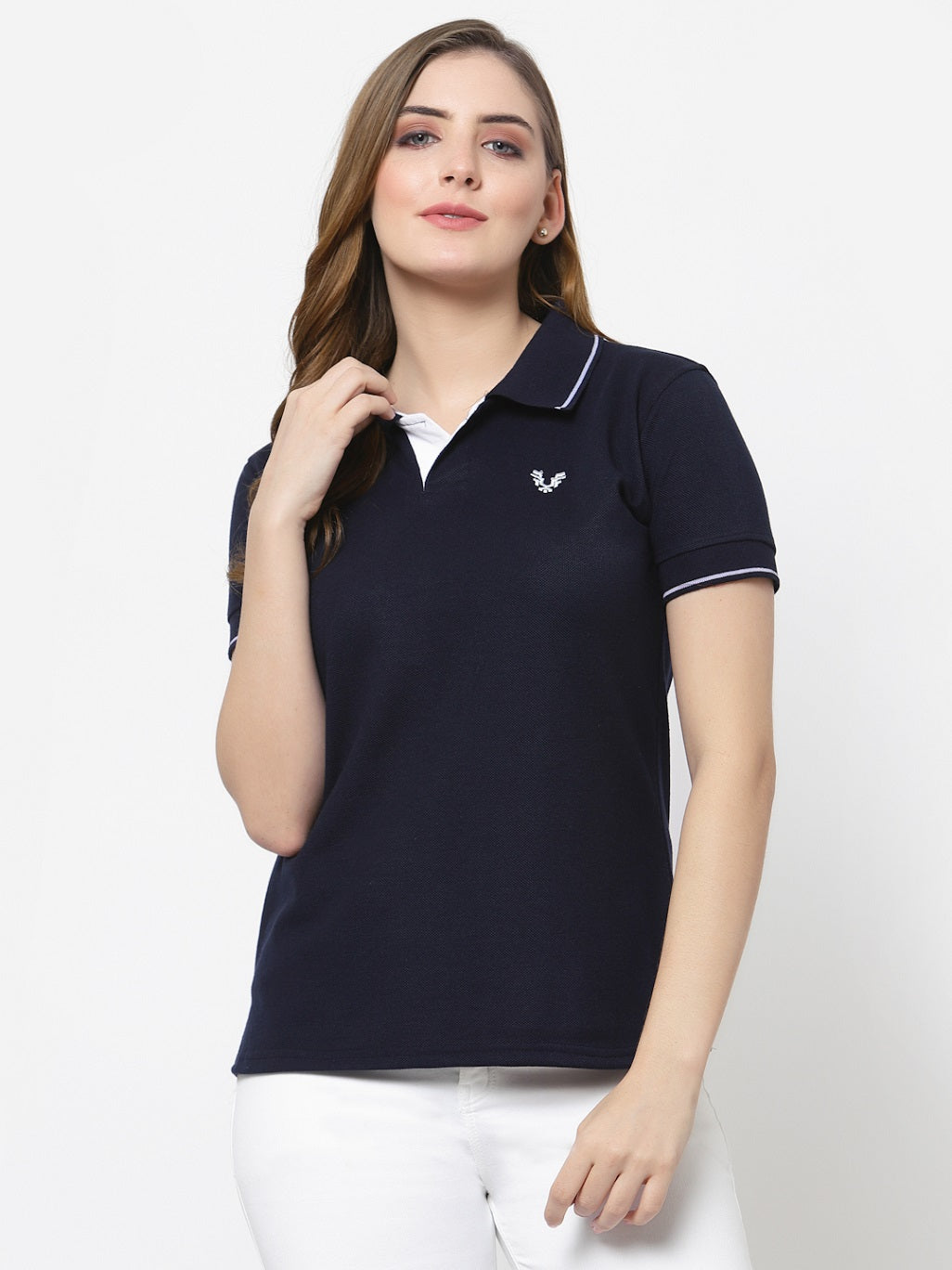 UZARUS Women's Cotton Polo Collar Neck T-Shirt Top