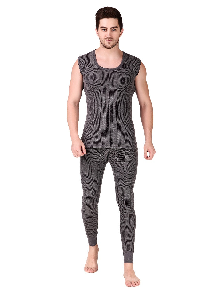 MEN'S SLEEVELESS COTTON THERMAL SET ( ROUND NECK VEST AND TROUSER)