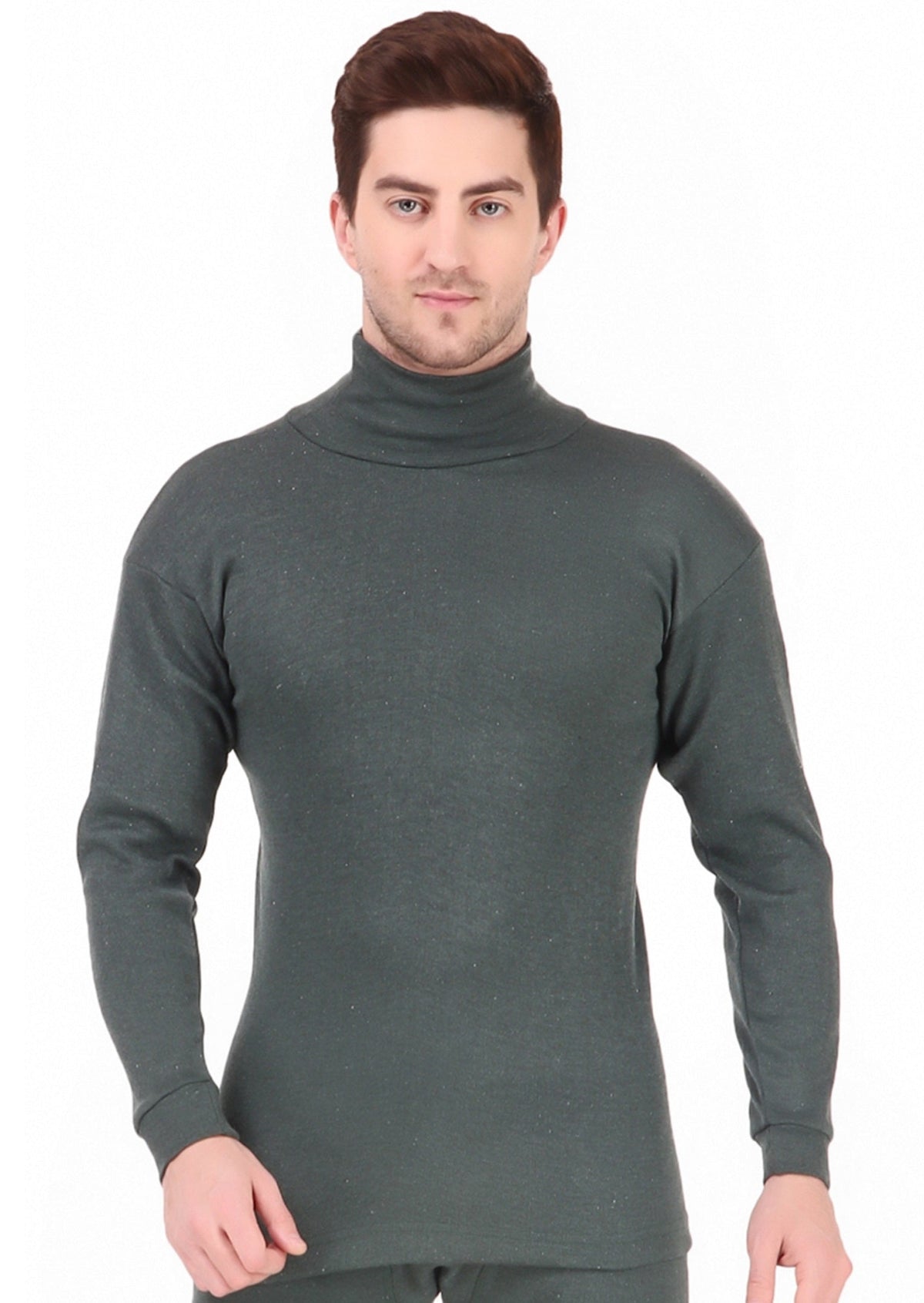 MEN'S SOLID HIGH NECK THERMAL WEAR TOP