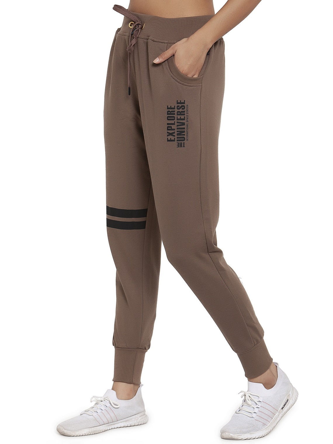 Women's Cotton Slim Fit Joggers Track Pants with 2 Zippered Pockets