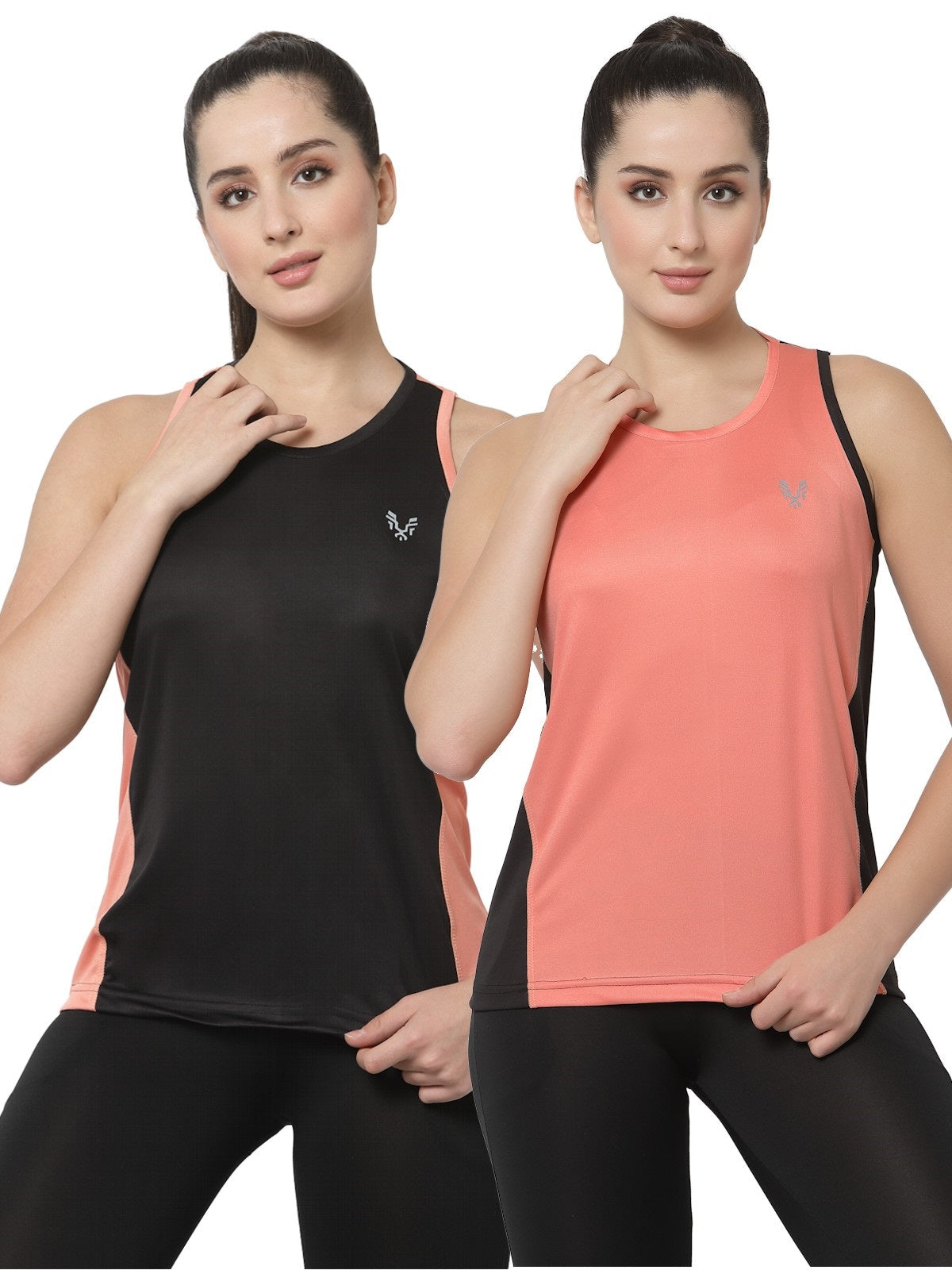 UZARUS Women's Dry Fit Workout Tank Top Sports Gym T-Shirt (Pack Of 2)