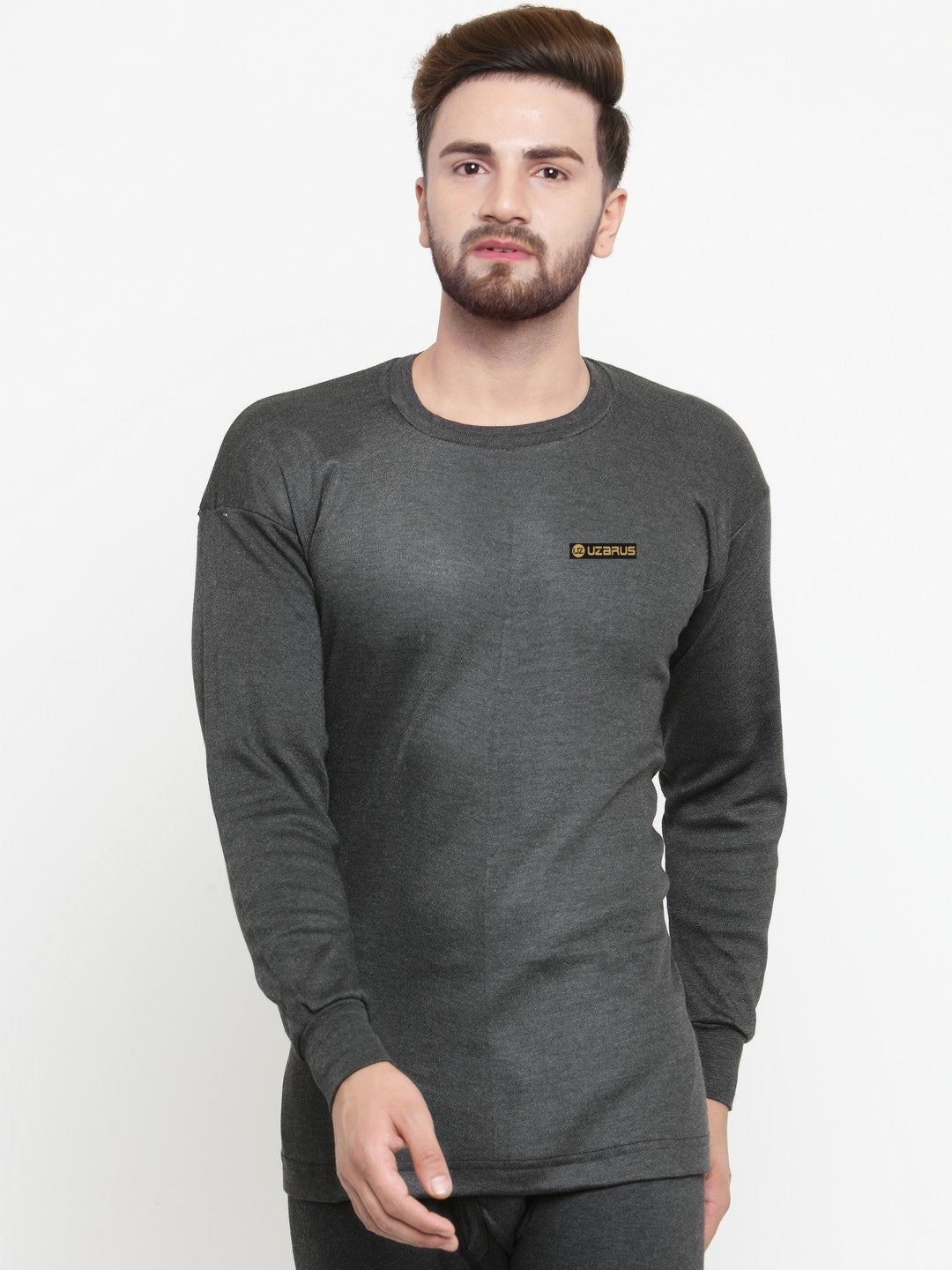 MEN'S SOLID ROUND NECK THERMAL TOP