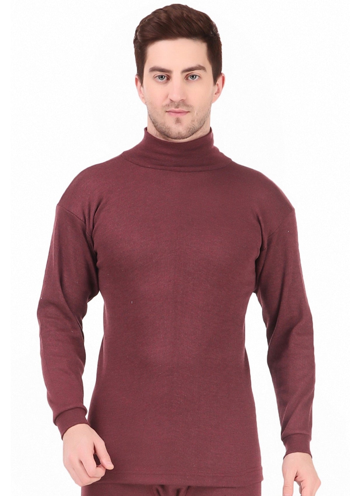 MEN'S SOLID HIGH NECK THERMAL WEAR TOP
