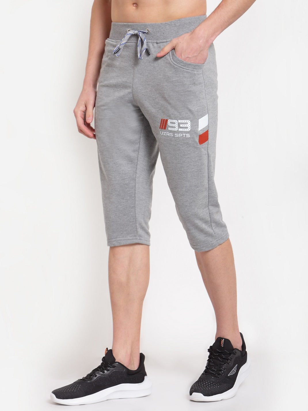 UZARUS Men's Cotton Three Fourth Capri Shorts With Two Zippered Pockets