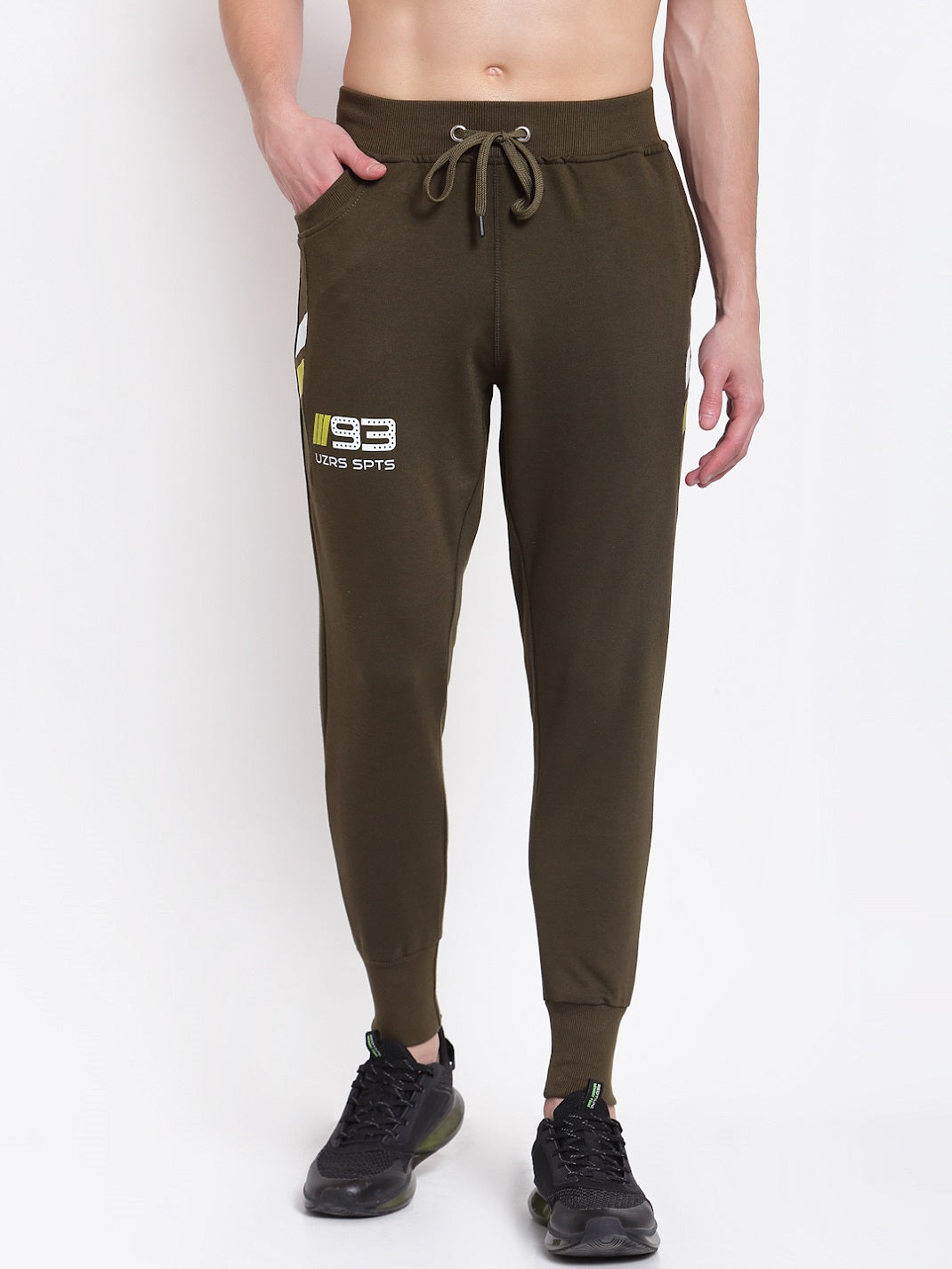 UZARUS Men's Cotton Joggers 2 Zippered Pockets
