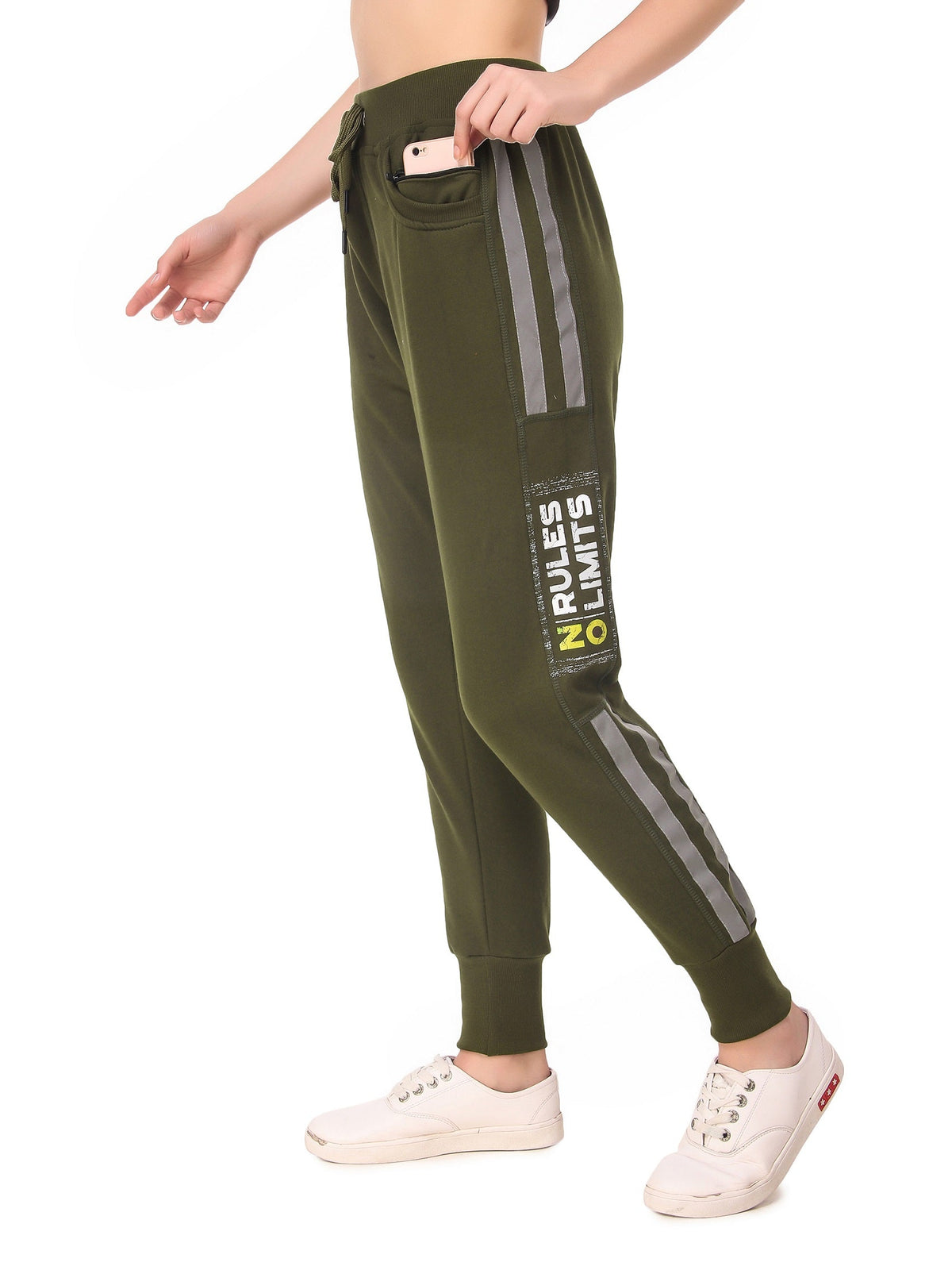 Women's Cotton Slim Fit Joggers Track Pants with 2 Zippered Pockets