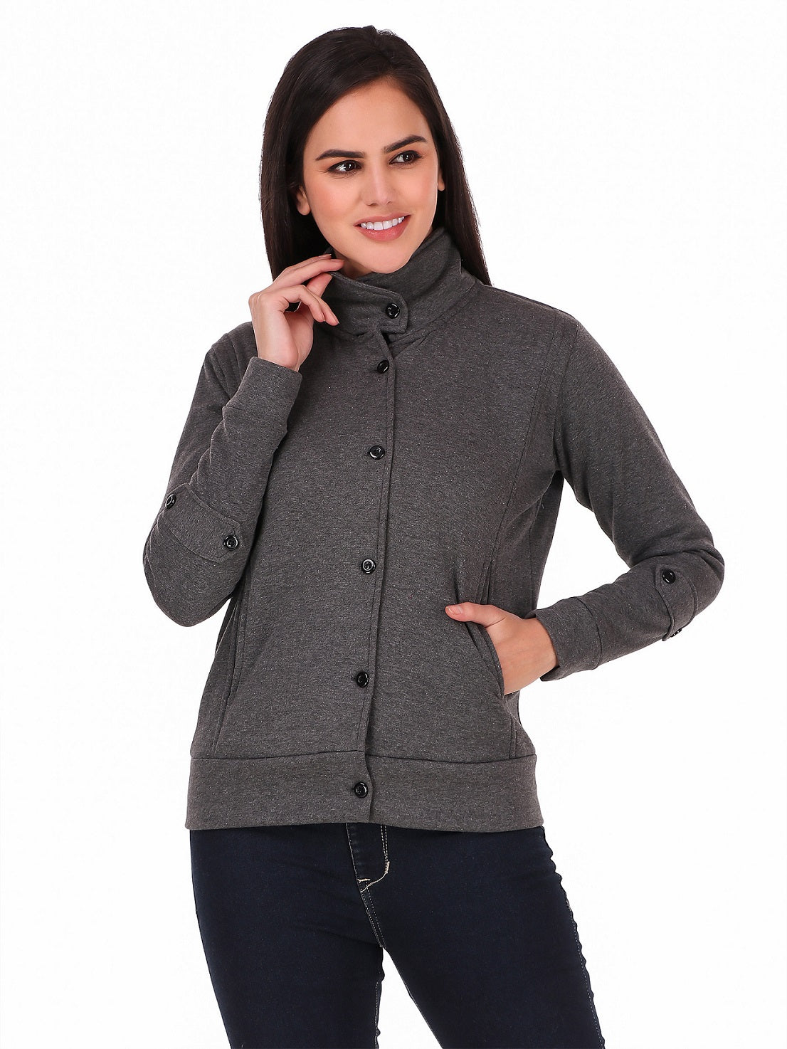 Women's Solid Cotton Tailored Full Sleeve Jacket