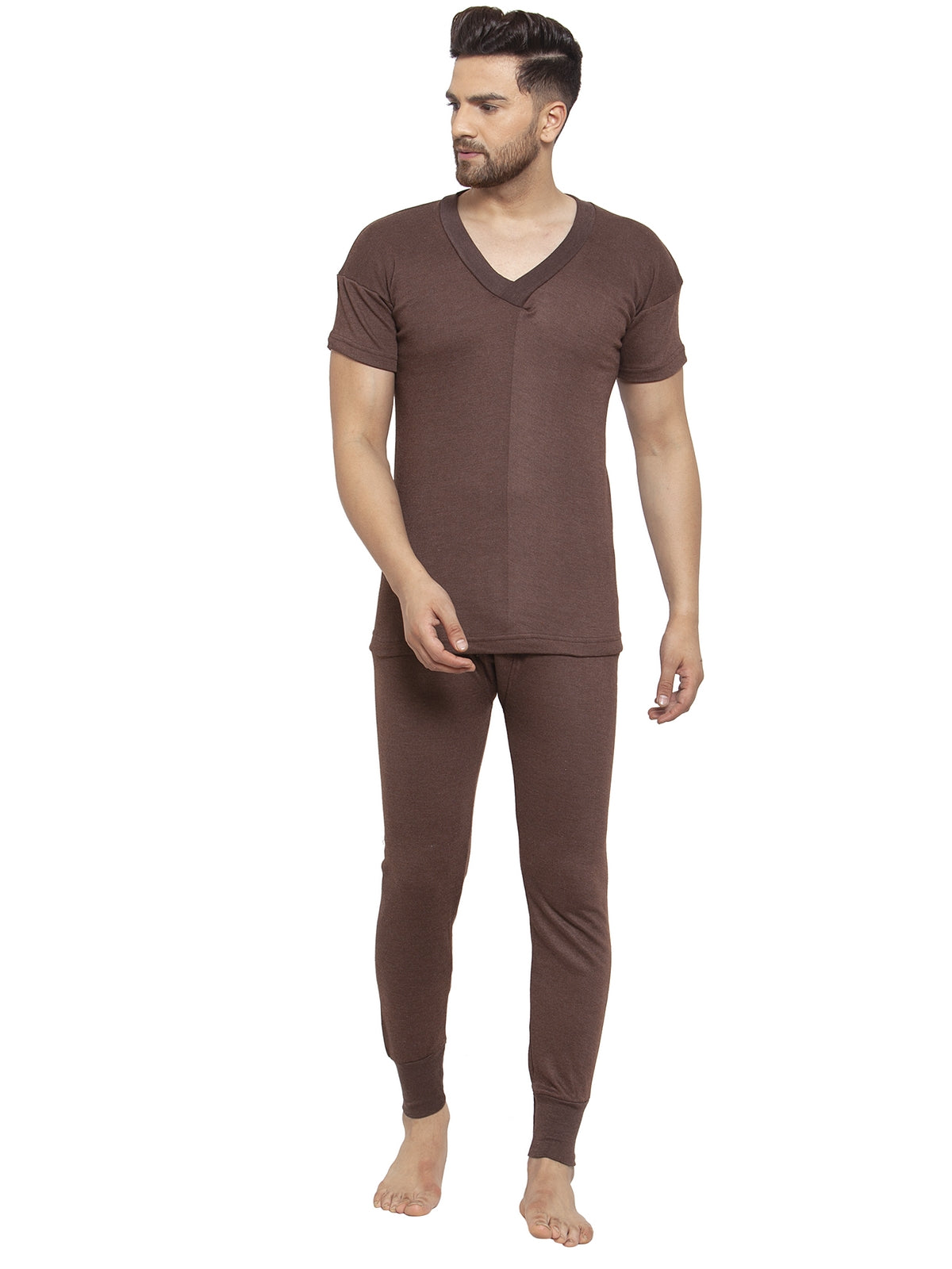 MEN'S HALF SLEEVES THERMAL SET ( V NECK VEST AND TROUSER)