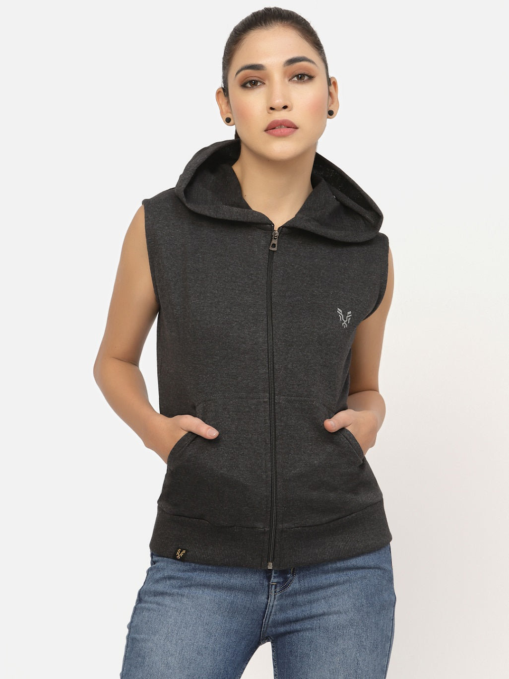 UZARUS Women's Half Sleeves Cotton Anthra Jacket with Hood