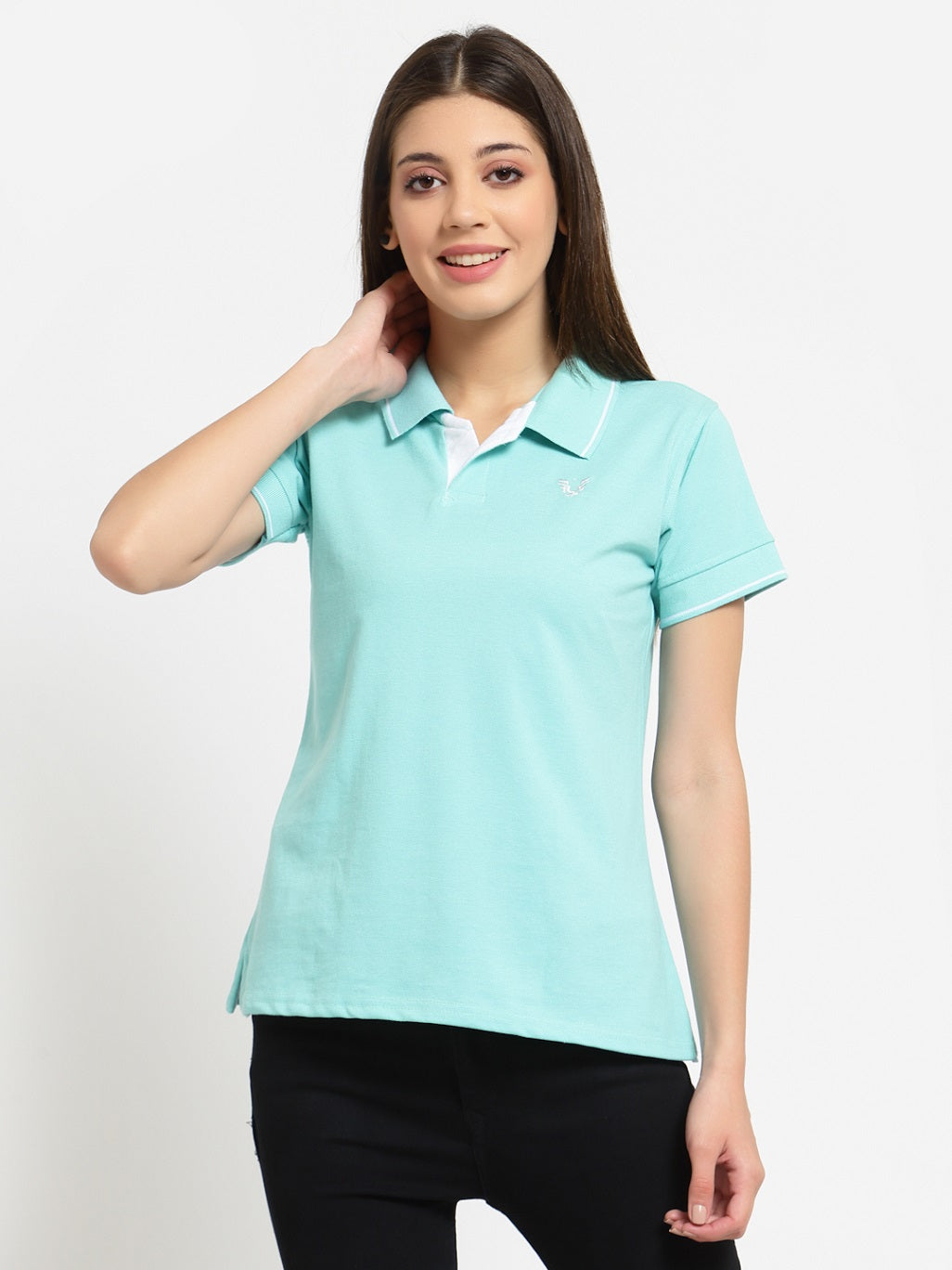 UZARUS Women's Cotton Polo Collar Neck T-Shirt Top