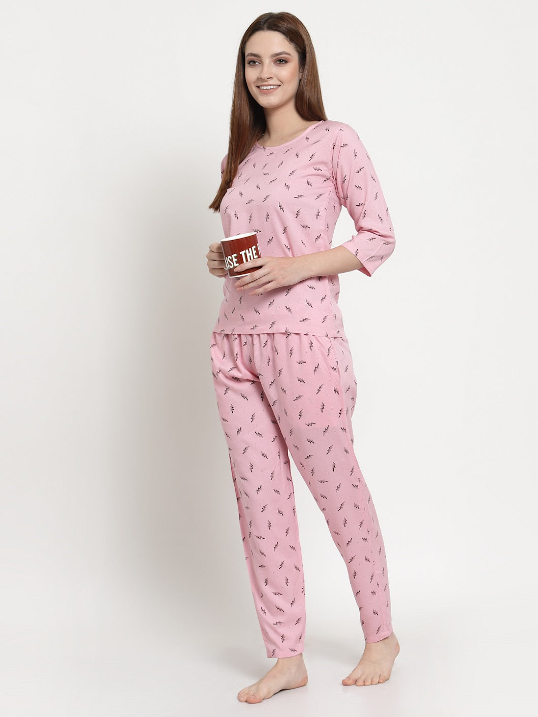 Uzarus Women's Cotton Printed Night Suit Set of Top & Pyjama