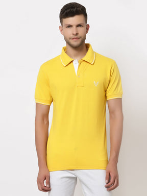 Men's Solid Cotton Regular Fit Polo T-Shirt