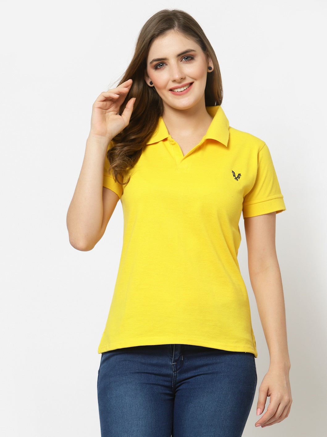 UZARUS Women's Cotton Polo Collar Neck T-Shirt Top