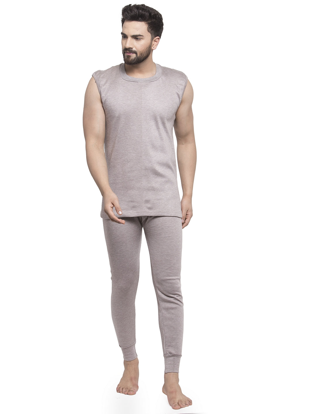 MEN'S SLEEVELESS THERMAL SET ( ROUND NECK VEST AND TROUSER)