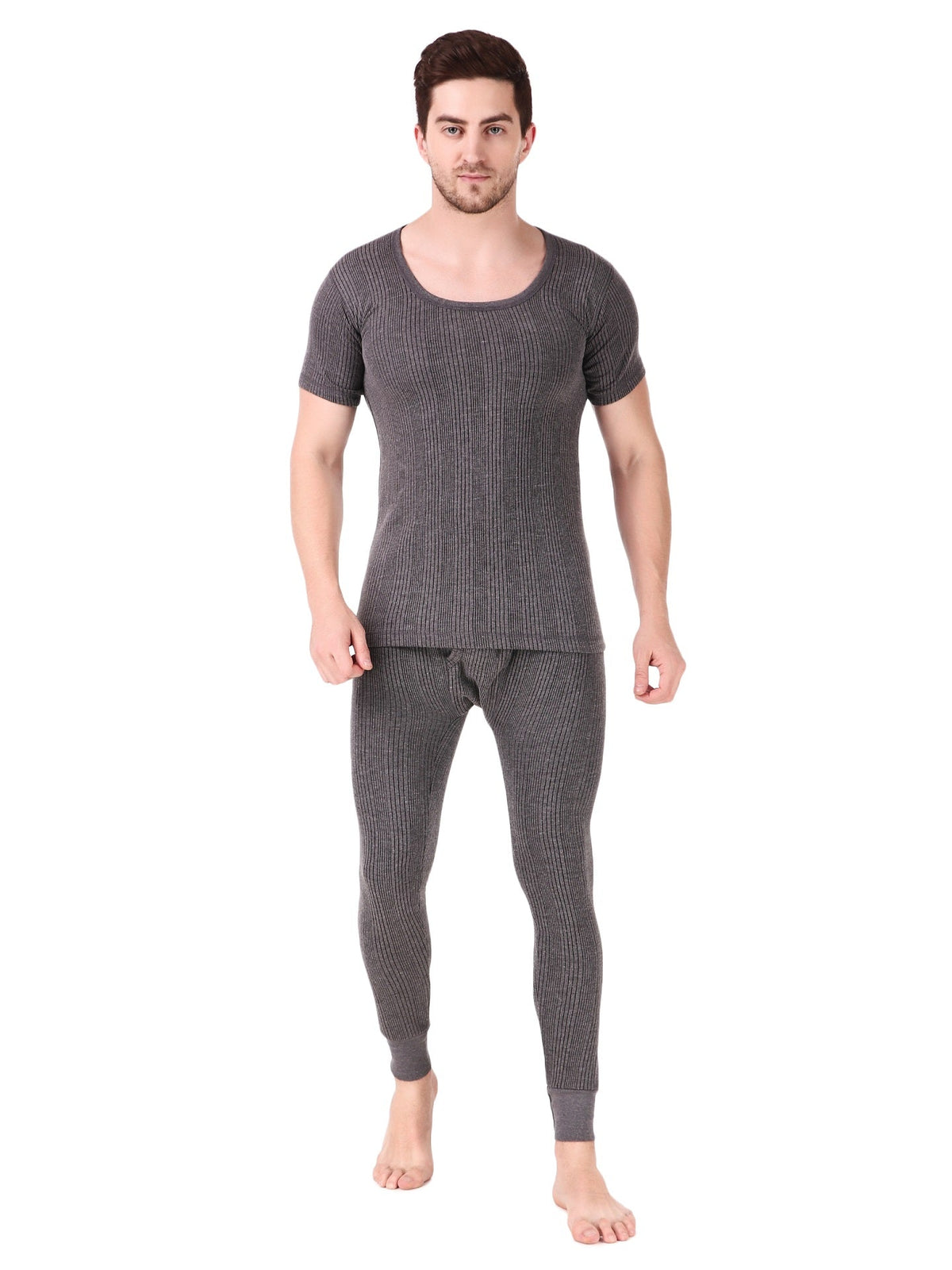 MEN'S HALF SLEEVES COTTON THERMAL SET ( V-NECK VEST AND TROUSER)