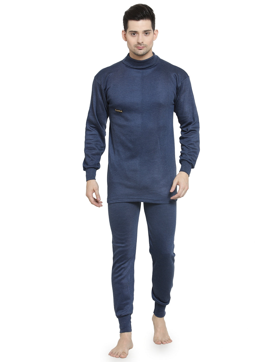 MEN'S SOLID HIGH NECK THERMAL WEAR TOP AND BOTTOM SET