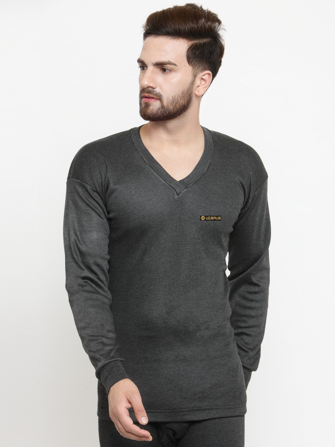 MEN'S SOLID V-NECK THERMAL TOP - Main Image
