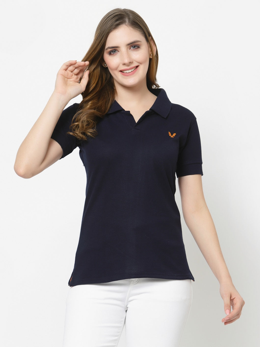 UZARUS Women's Cotton Polo Collar Neck T-Shirt Top