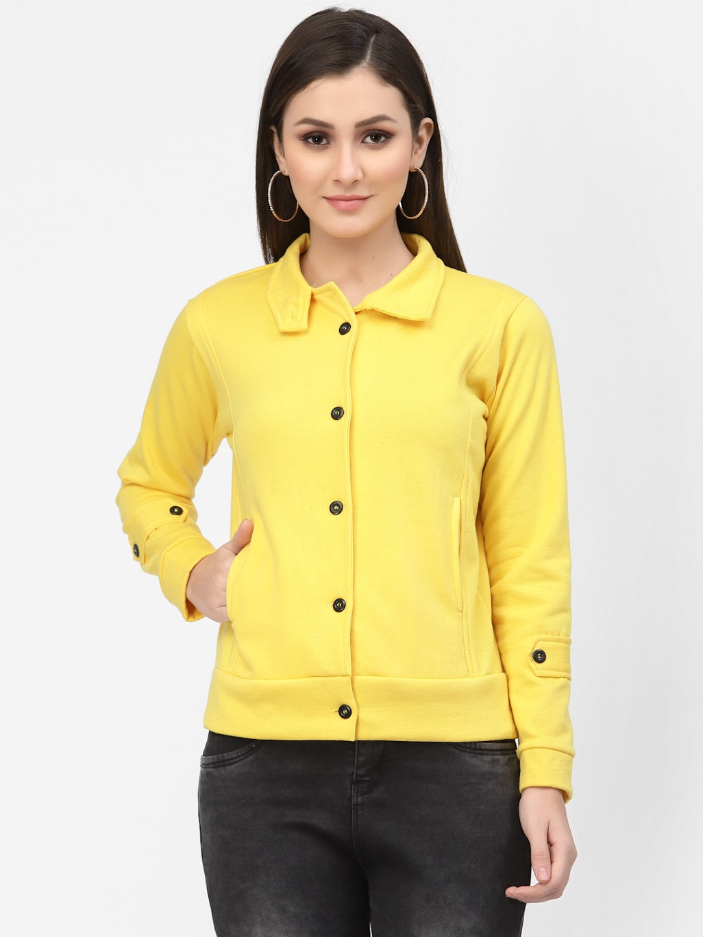 Women's Solid Cotton Tailored Full Sleeve Jacket