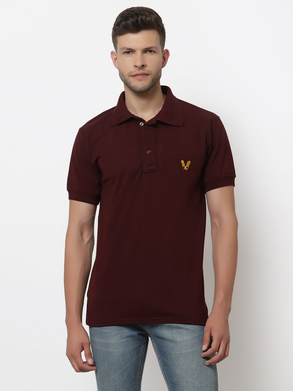 Men's Solid Cotton Regular Fit Polo T-Shirt