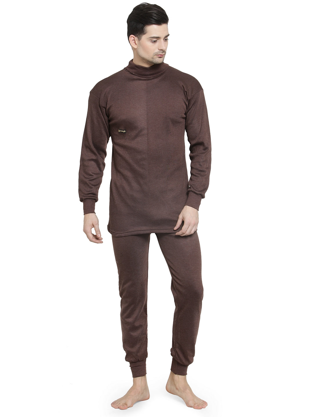 MEN'S SOLID HIGH NECK THERMAL WEAR TOP AND BOTTOM SET