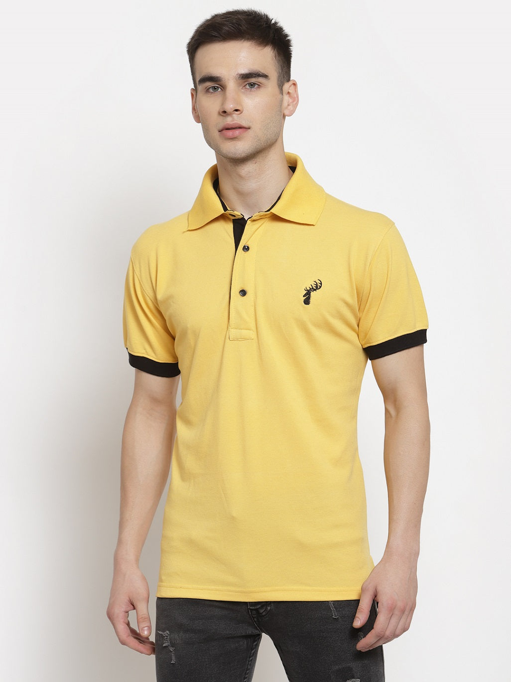 Men's Solid Cotton Regular Fit Polo T-Shirt