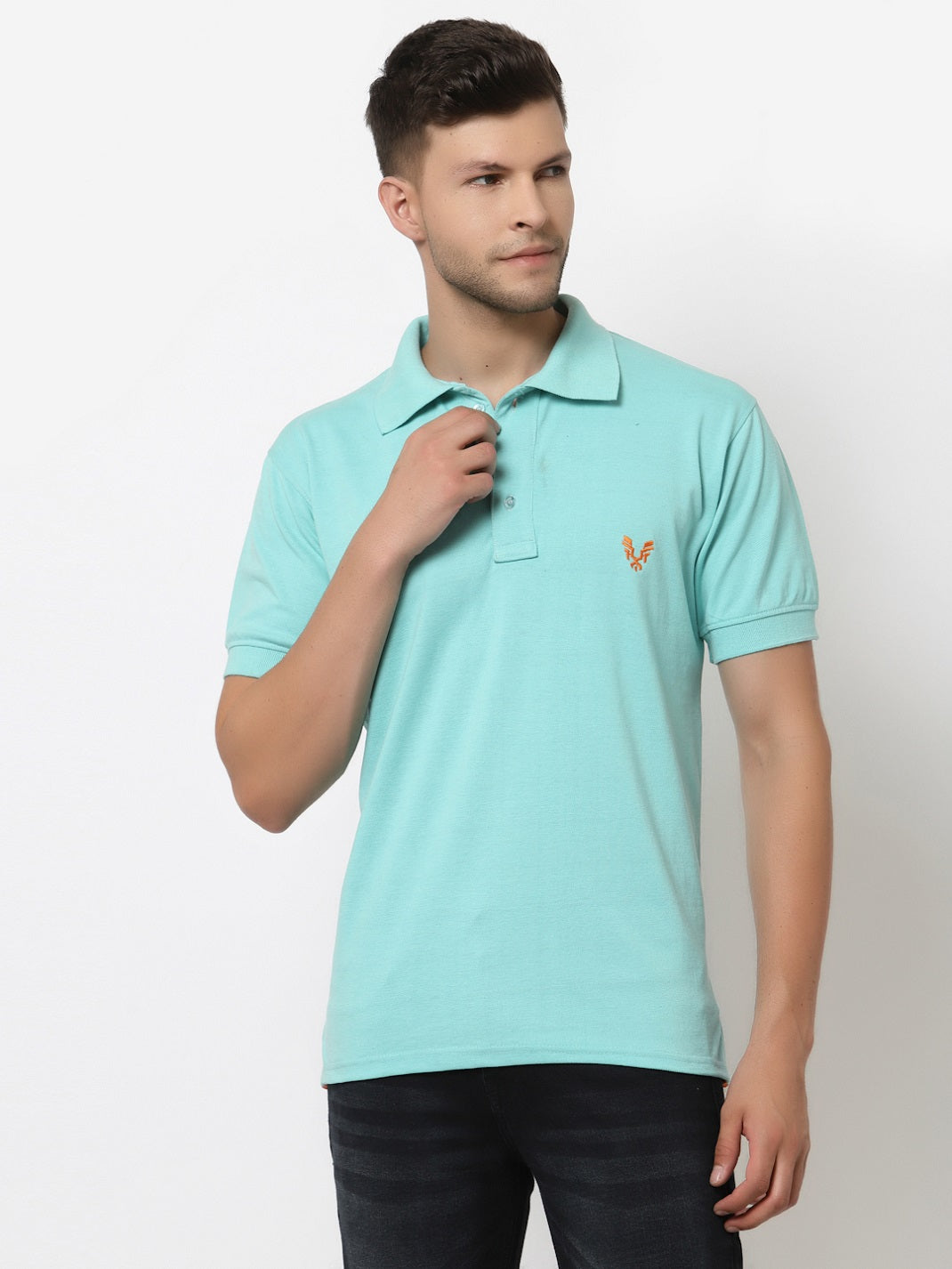 Men's Solid Cotton Regular Fit Polo T-Shirt