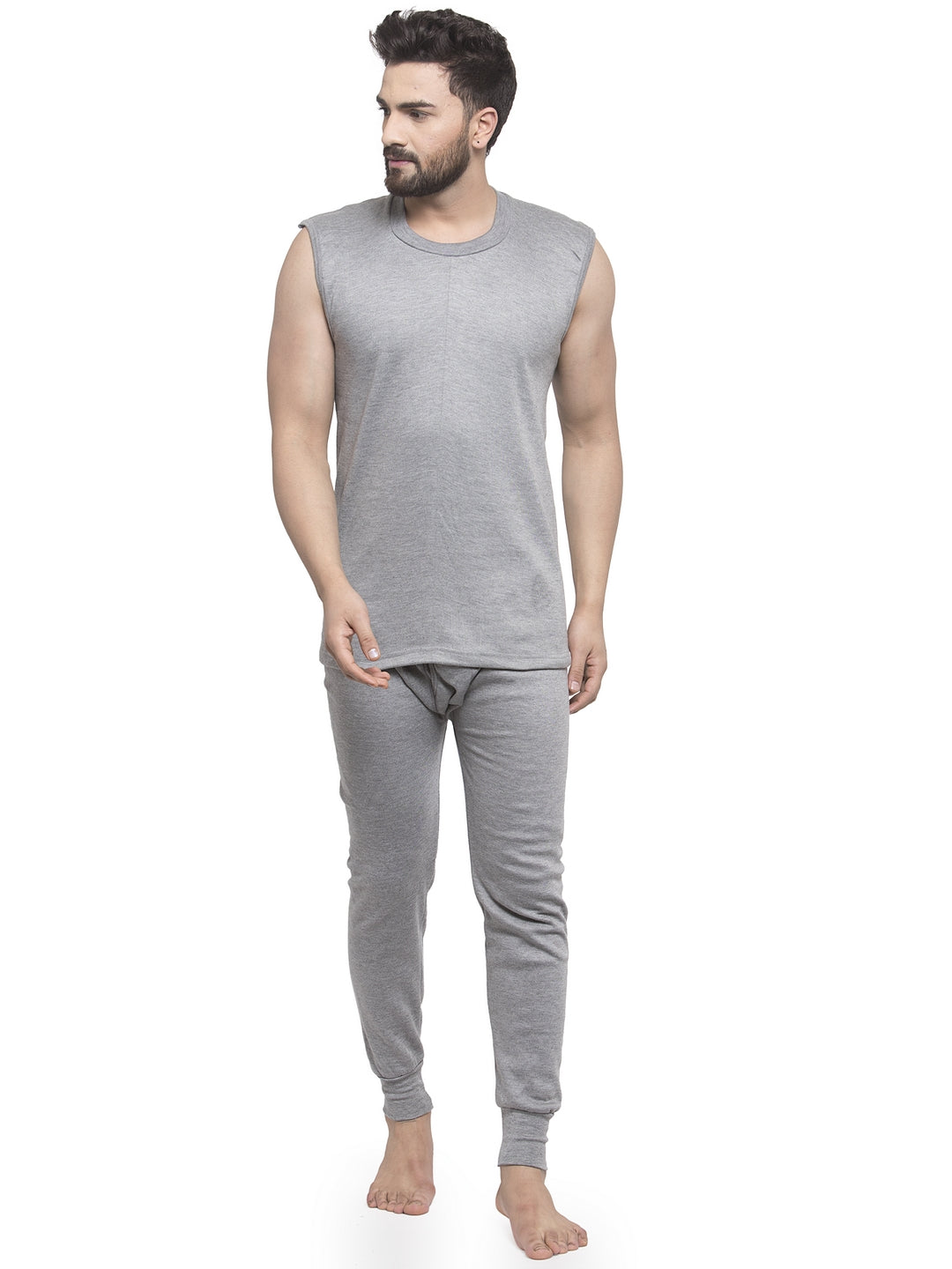 MEN'S SLEEVELESS THERMAL SET ( ROUND NECK VEST AND TROUSER)