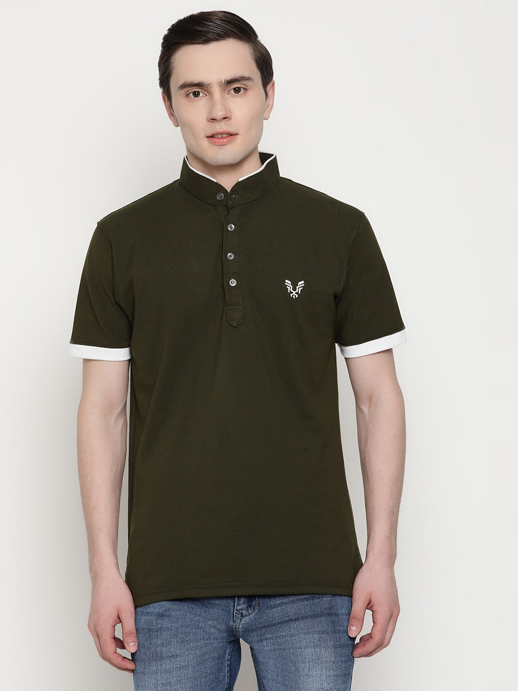 Men's 4 Button Solid Cotton Regular Fit Polo T-Shirt