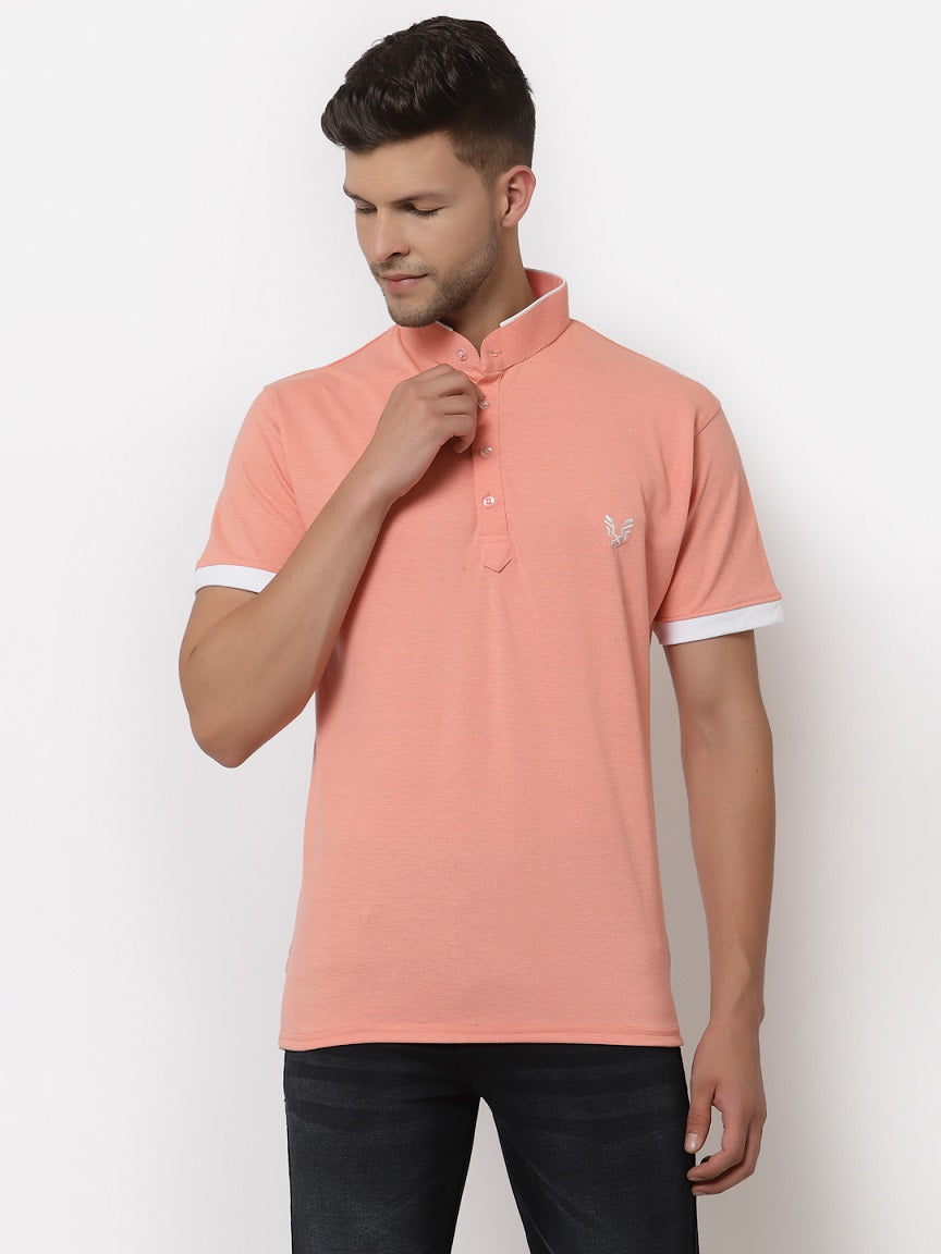 Men's 4 Button Solid Cotton Regular Fit Polo T-Shirt