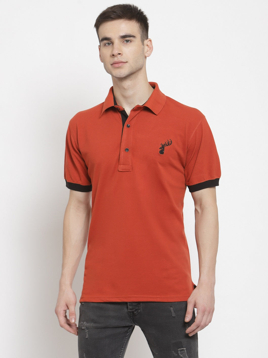 Men's Solid Cotton Regular Fit Polo T-Shirt