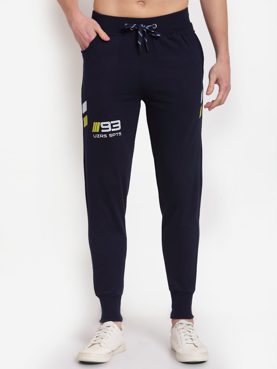 UZARUS Men's Cotton Joggers 2 Zippered Pockets