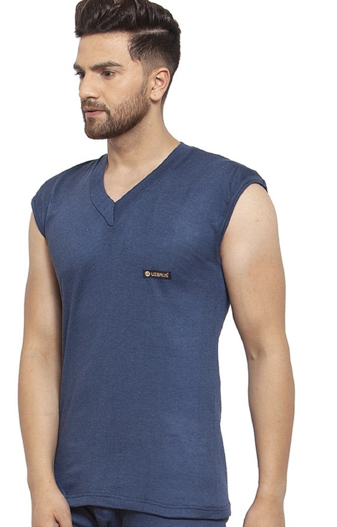 MEN'S SLEEVELESS SOLID V NECK THERMAL TOP