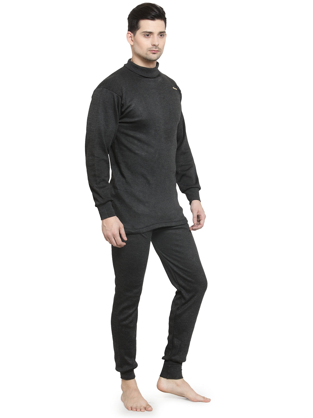 MEN'S SOLID HIGH NECK THERMAL WEAR TOP AND BOTTOM SET